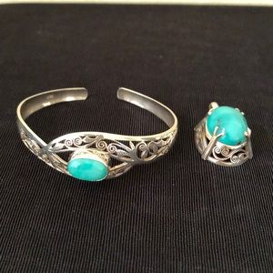 Sterling Silver and Turquoise Bracelet & Pendant
